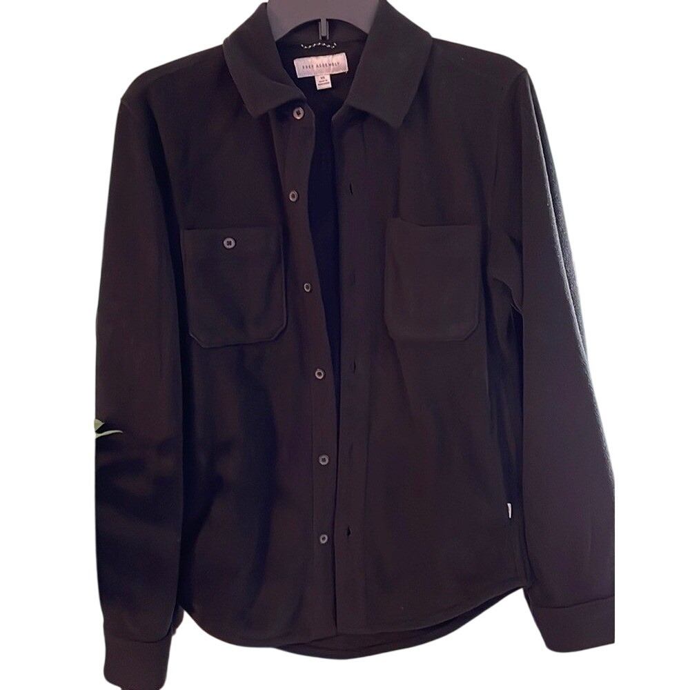 Free Assembly Mens‎ Fleece Shirt Jacket Black Recycled Polyester MKT0053 XS